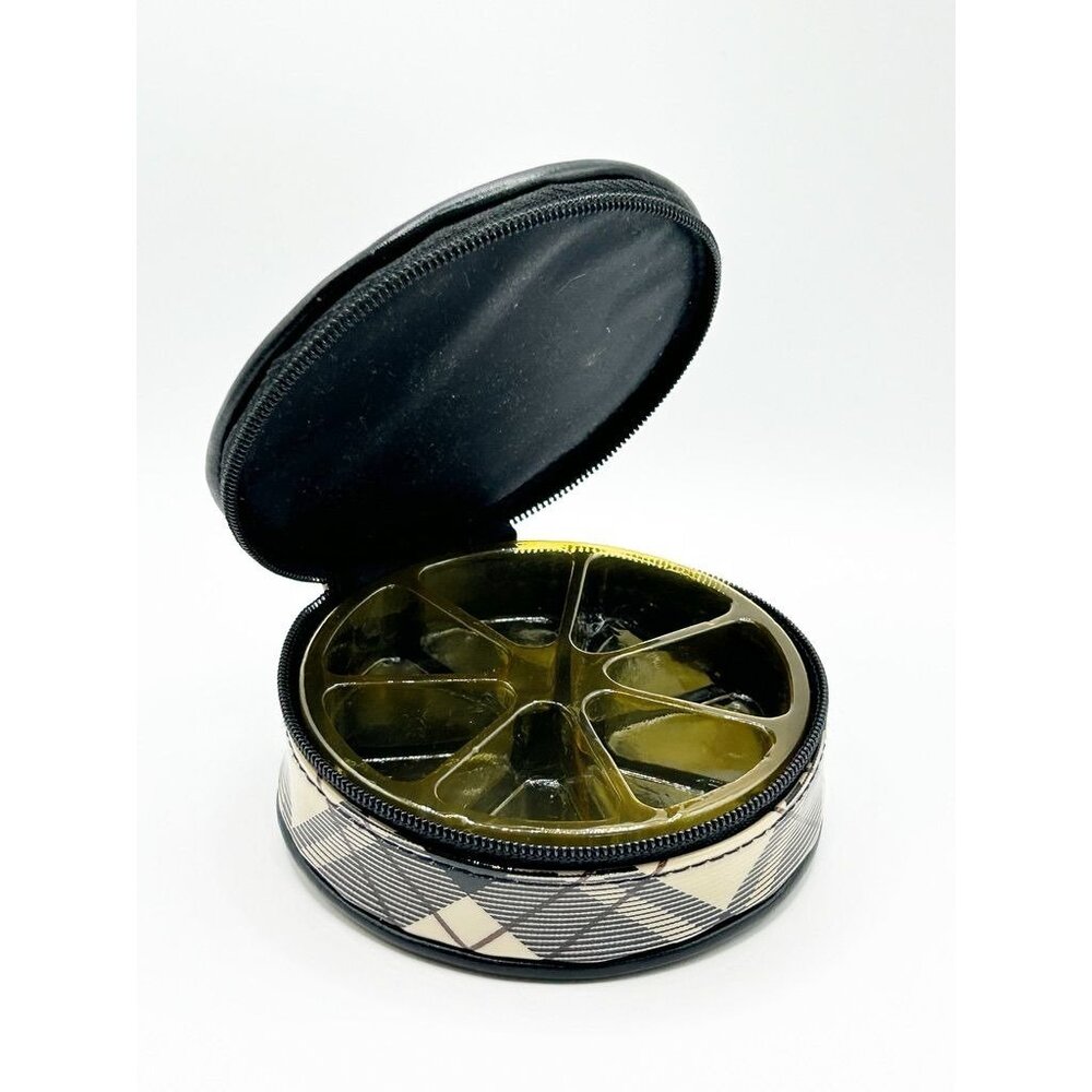 Reaction Kenneth Cole Plaid Nylon Pill/Vitamin Organizer in Tan/Black